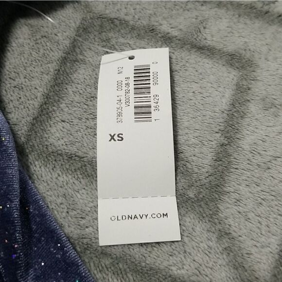 NWT Old Navy Blue Sparkle Velvet Chic Crew Neck Party Ruffle Short Sleeve Blouse - Picture 4 of 5